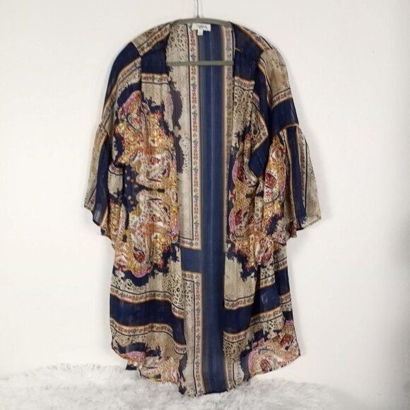 Umgee Tops - Umgee Sheer Cardigan Large Boho Paisley Floral Indie Print